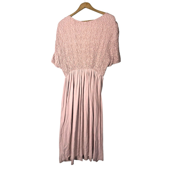 1960s Dress Pink 6P Pleat Skirt Scrunch Bodice Cottagecore Delicate Romantic Vtg - Picture 6 of 9